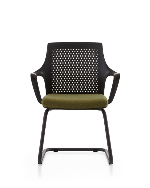 Chaise d'accueil au design minimal et coque noire - Flat