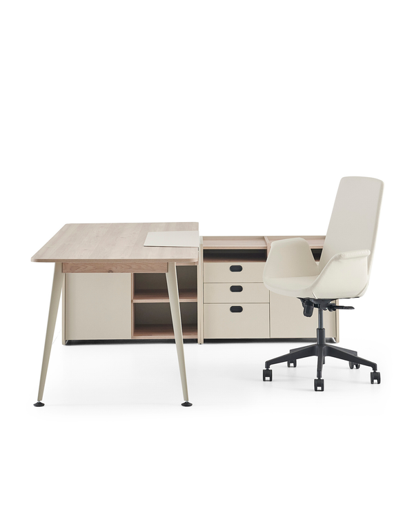 Bureau avec étagère ouverte latérale - Mio
