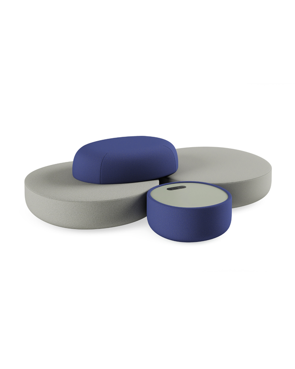 Poufs modulaires ronds et avec tablette - Pebl