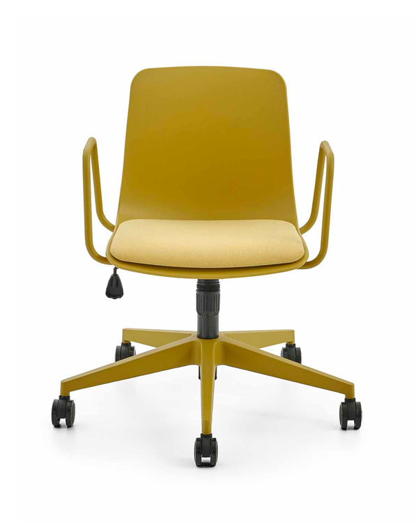 Chaise de travail sur roulettes, poignée et coussin en option - Tim