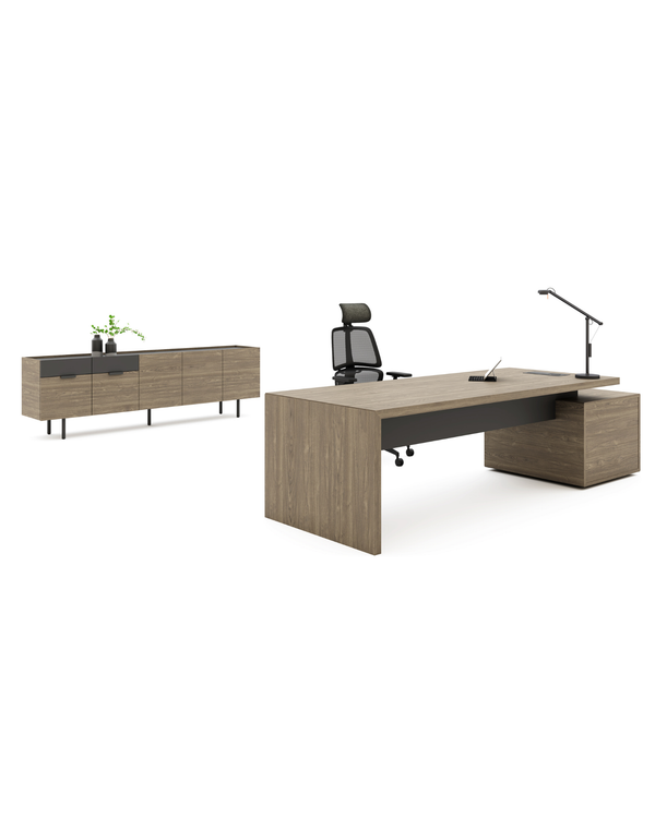 Bureau de direction modulable avec crédence assortie - Forma