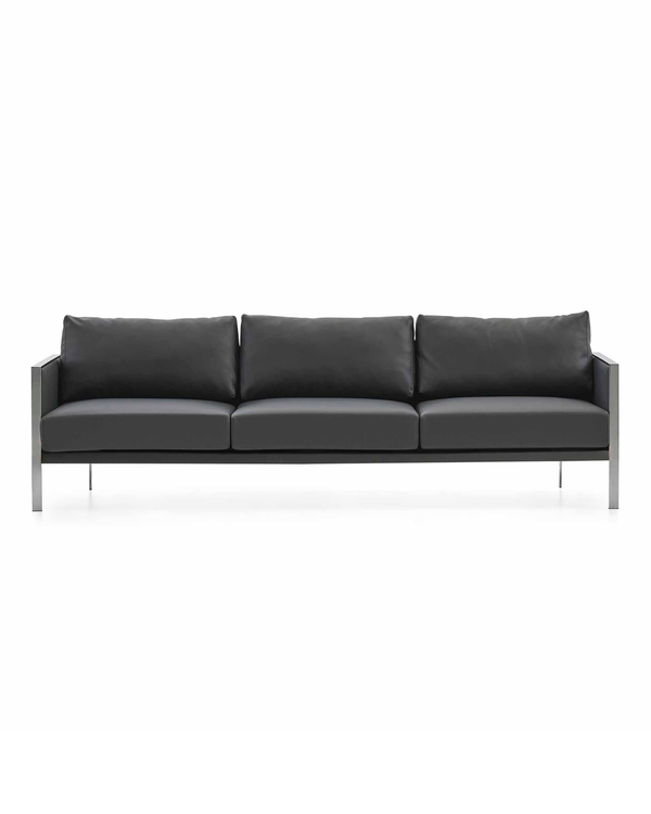 Canapé 3 places en métal et cuir pour bureaux exécutifs - Ren