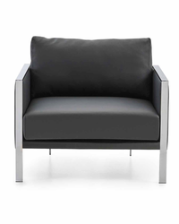 Canapé 1 place en métal et cuir pour bureaux exécutifs - Ren