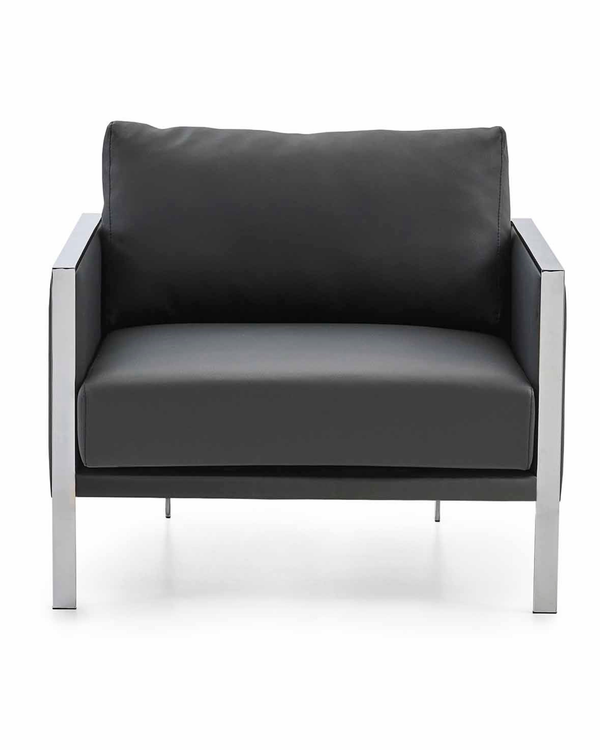 Canapé 1 place en métal et cuir pour bureaux exécutifs - Ren