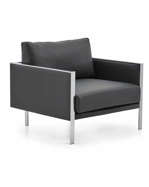 Canapé 1 place en métal et cuir pour bureaux exécutifs - Ren
