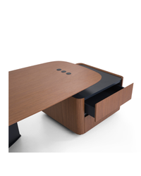 Bureau de direction avec crédence carrée et rangement intégré - Plan