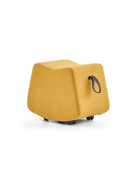 Pouf mobile avec roulettes cachées et poignée en cuir - Bari