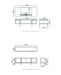 Bureau de direction style anglais avec sous-main en cuir - Ark