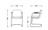 Chaise d'accueil au piètement en U et accoudoirs en option - Best U Leg