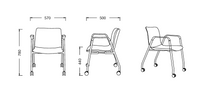 Chaise d'accueil à roulettes avec accoudoirs - Best