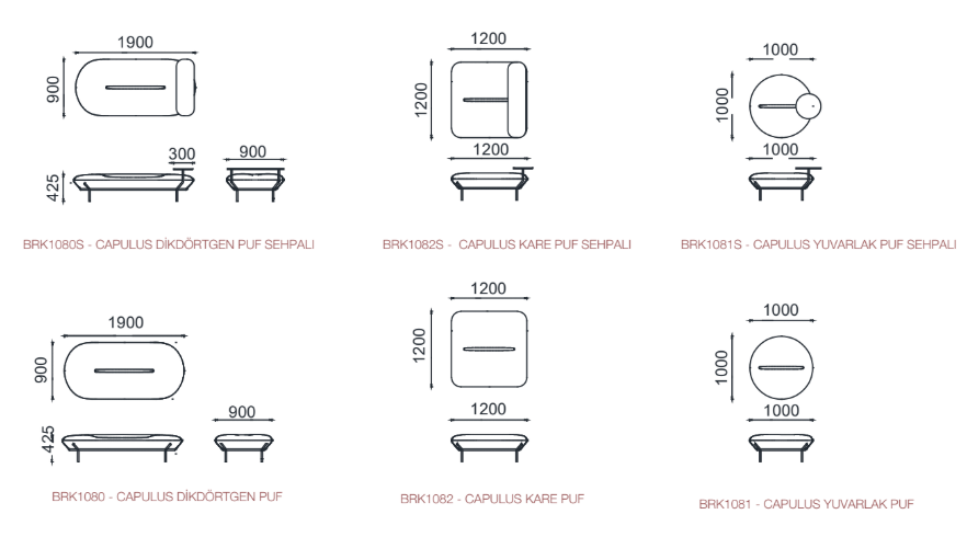 Banc tissu rembourré sans dossier, simple ou double - Capulus