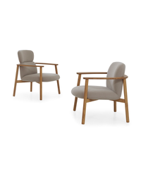 Fauteuil scandinave en bois massif avec appui-tête galbé - Well's