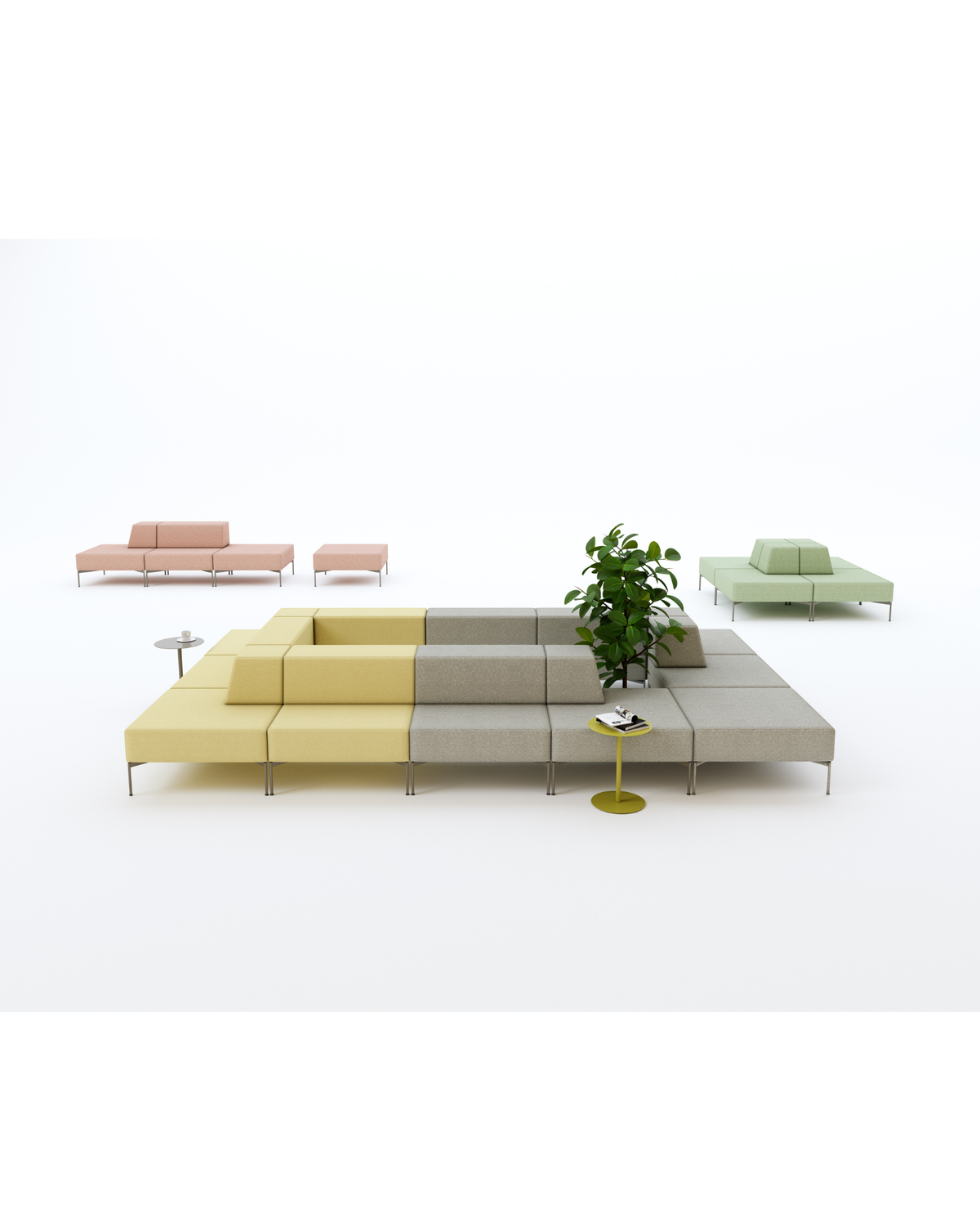 Banc modulaire central façon puzzle - Level Milieu