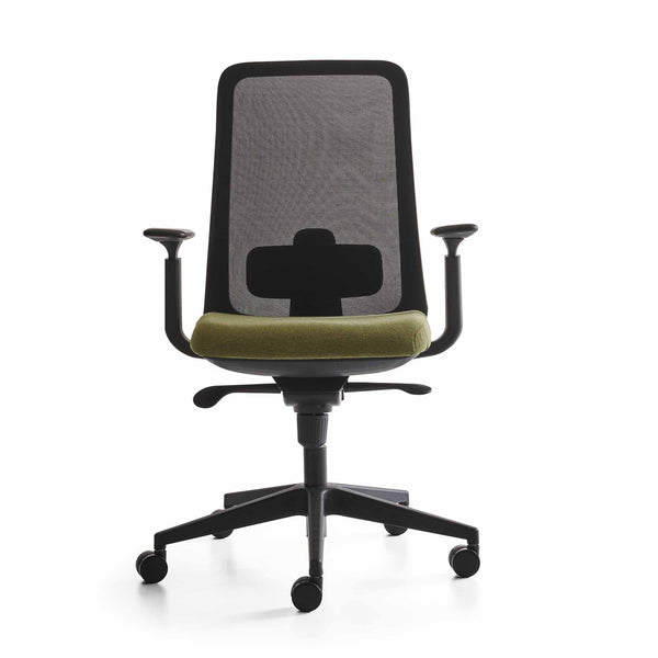 Chaise de bureau avec dossier résille blanc ou noir - Eva