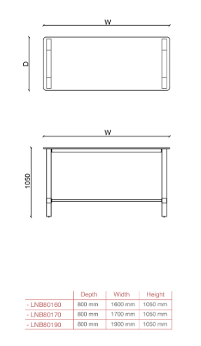 Table haute pied bois massif - Lenta