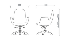 Fauteuil hauteur réglable avec accoudoirs et roulettes - Pod