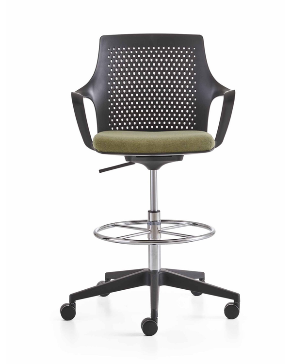 Chaise de travail haute avec choix de coque (noire ou blanche) - Flat High