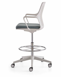 Chaise de travail haute avec choix de coque (noire ou blanche) - Flat High