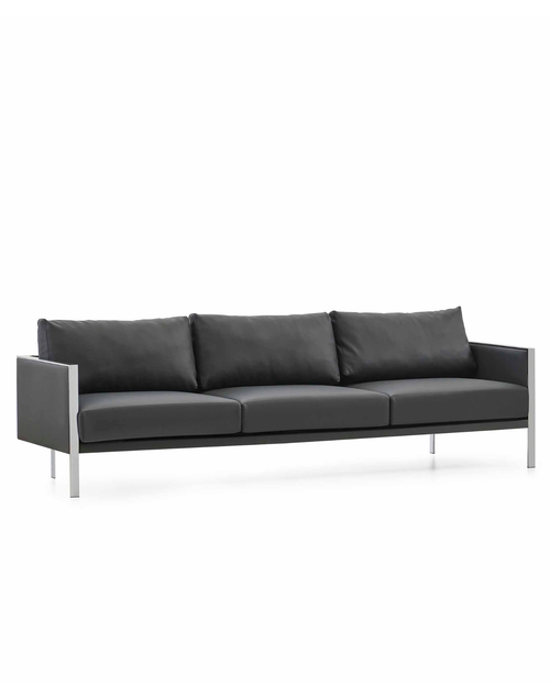 Canapé 3 places en métal et cuir pour bureaux exécutifs - Ren