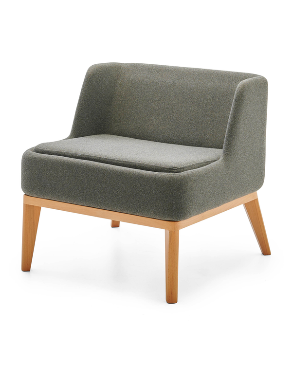 Fauteuil cubique avec choix de piètement (bois droit, bois étoile ou métal) - Mod