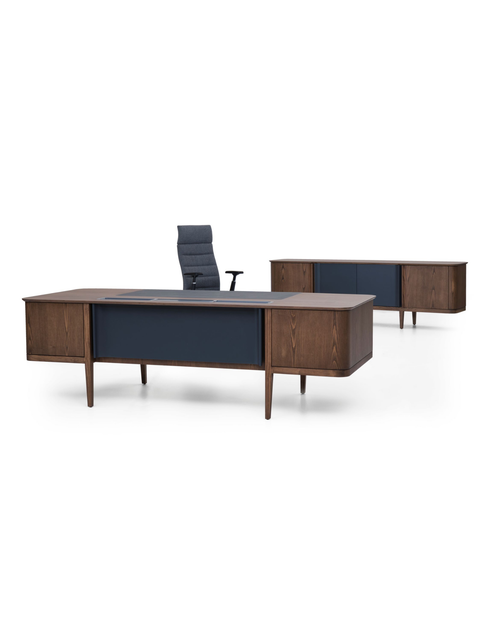 Bureau de direction style anglais avec sous-main en cuir - Ark