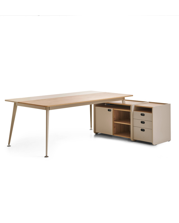 Bureau de direction avec extension réunion et option étagère - Mio