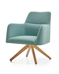 Fauteuil aux lignes fines et pieds en bois - Lisa