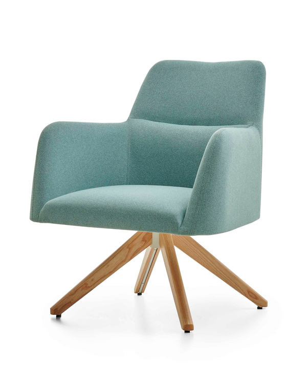 Fauteuil aux lignes fines et pieds en bois - Lisa