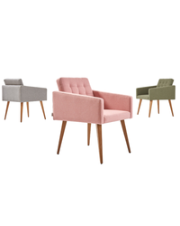 Chaise au dossier matelassé et piètement en bois - Ada