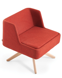 Fauteuil cubique avec choix de piètement (bois droit, bois étoile ou métal) - Mod