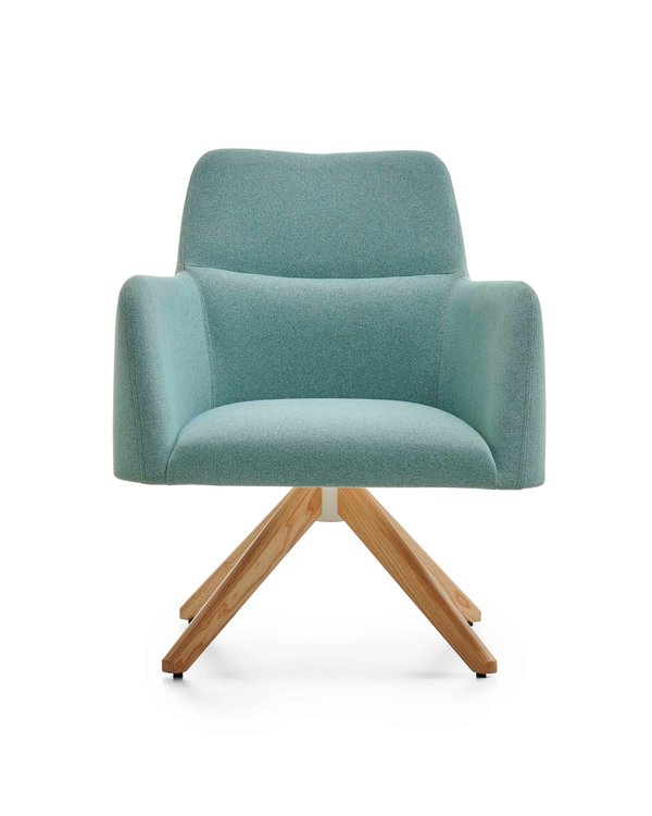 Fauteuil aux lignes fines et pieds en bois - Lisa