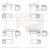 Bureau domestique avec caisson ou armoire de rangement - Mila