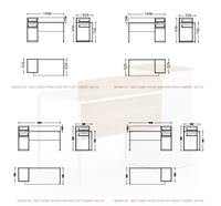 Bureau domestique avec caisson ou armoire de rangement - Mila