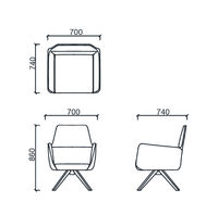 Fauteuil aux lignes fines et pieds en bois - Lisa