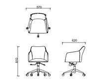 Chaise de travail à piètement étoile - Lia-P