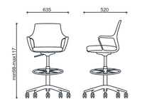 Chaise de travail haute avec choix de coque (noire ou blanche) - Flat High