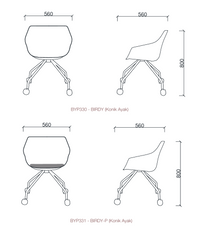 Chaise de réunion avec ou sans petit coussin - Birdy