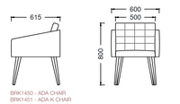 Chaise au dossier matelassé et piètement en bois - Ada