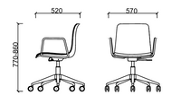 Chaise de travail sur roulettes, poignée et coussin en option - Tim