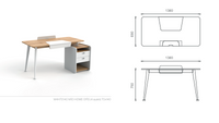 Bureau domestique 4 pieds avec caisson de rangement - Mio
