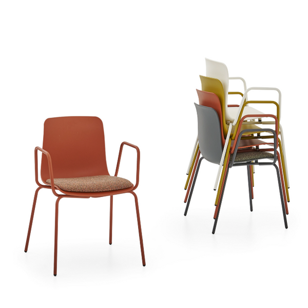 Chaise réunion assise tissu et empilable - Tim