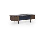 Bureau de direction style anglais avec sous-main en cuir - Ark